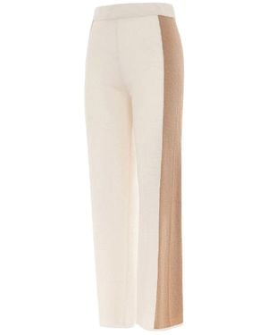 Akep Pantalone Con Bande Laterali Cammello - Bianco