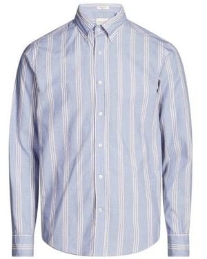 GANT Chemise À Rayures Col Américain En Coton - Bleu