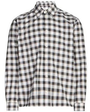 SAISON 1865 Chemise Gluid Col Américain À Carreaux En Coton - Gris