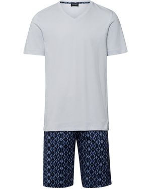 Hanro Pyjama court en coton - Bleu