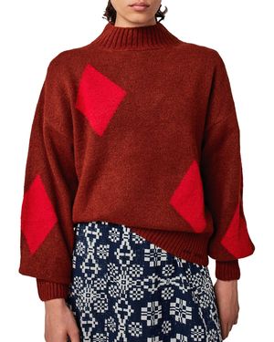 Bobo Choses Pull ample col montant imprimé - Rouge