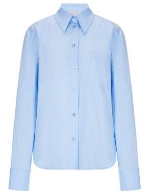BITE STUDIOS Chemise Rayée Ton Sur Ton - Bleu