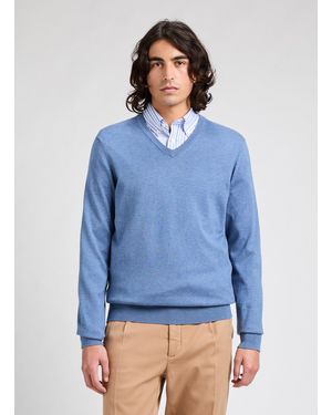 Façonnable Pull en coton et soie - Bleu