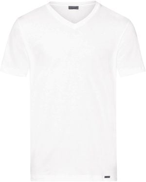 Hanro T-shirt col V en coton - Blanc
