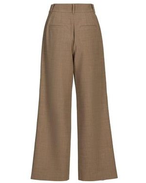 Sandbeige Pantalon Droit En Laine Mélangée - Neutre