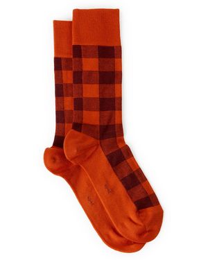Burlington Chaussettes à carreaux - Rouge