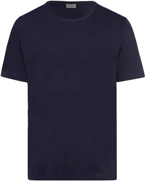 Hanro T-shirt col rond en coton - Bleu