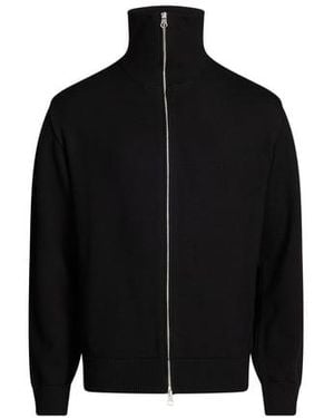 Courreges Pull Côtelé À Col Montant En Laine Mérinos - Noir