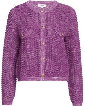 Suncoo Cardigan maille ajourée en coton - Violet