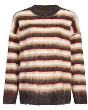 TOPSHOP Pull Col Rond À Rayures - Marron