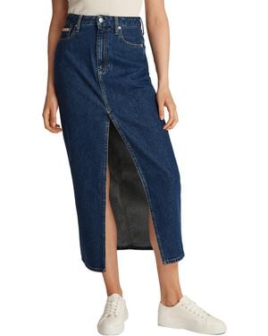 Calvin Klein Jupe longue en jean - Bleu
