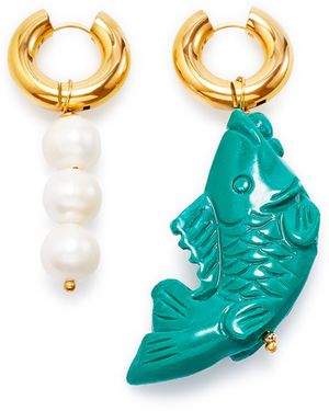 Timeless Pearly Boucles d'oreille asymétriques - Bleu