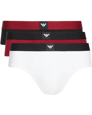 Emporio Armani Lot de 3 slips en coton - Rouge