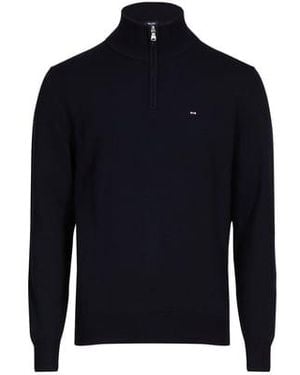 Eden Park Pull Col Zippé En Laine Et Coton - Bleu
