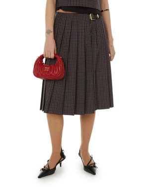 Miu Miu Jupe plissée à carreaux - Noir