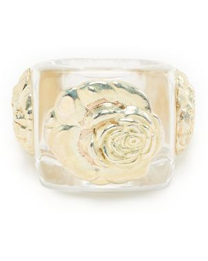 La Manso Bague Crystal On Roseton - Blanc