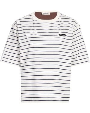 Miu Miu T-shirt à rayures - Blanc