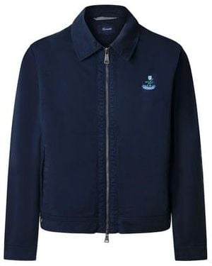 Façonnable Blouson Droit En Coton Mélangé - Bleu