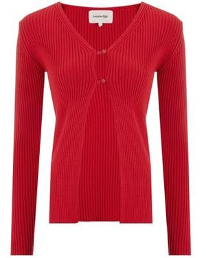 SAISON 1865 Cardigan Côtelé - Rouge