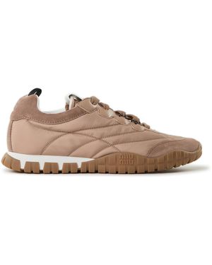 Miu Miu Baskets Tyre en tissu technique et cuir - Marron