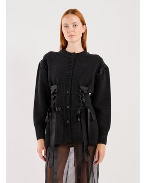 Simone Rocha Cardigan à rubans tressés en laine mélangée - Noir