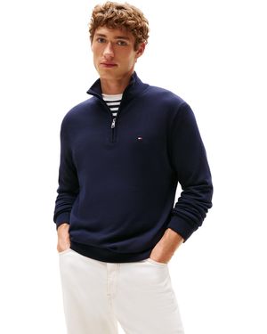 Tommy Hilfiger Pull col montant en coton - Bleu