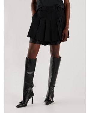 Helmut Lang Jupe-short plissé en laine - Noir