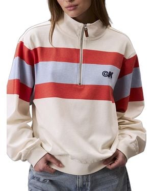 Calvin Klein Sweatshirt rayé en coton - Rouge