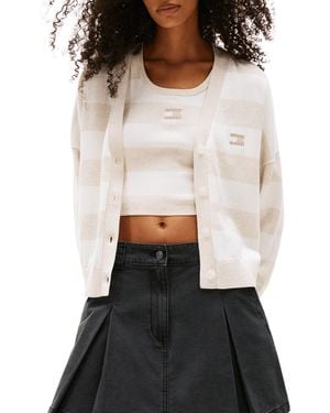 Tommy Hilfiger Cardigan rayé en coton - Noir