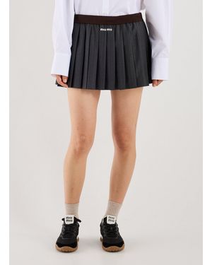 Miu Miu Jupe courte plissée - Gris