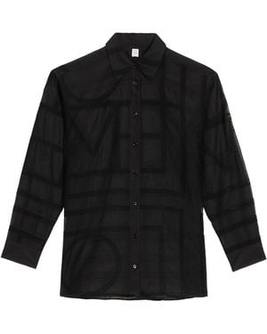 TOTEME Chemise brodée en soie et coton - Noir