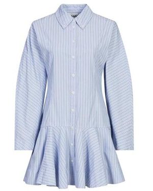 Ganni Robe Chemise En Coton - Bleu