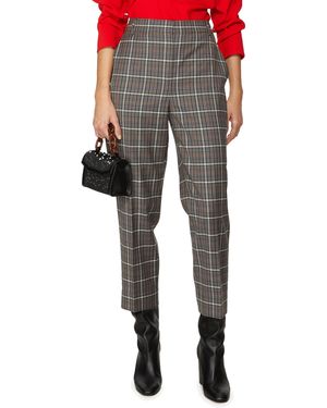 Tibi Pantalon à carreaux en laine mélangée - Noir