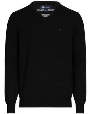 Eden Park Pull Col V En Laine Et Coton - Noir