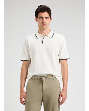 SELECTED Polo en coton et lin - Blanc