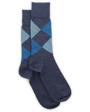 Burlington Chaussettes hautes Edinburgh en laine - Bleu