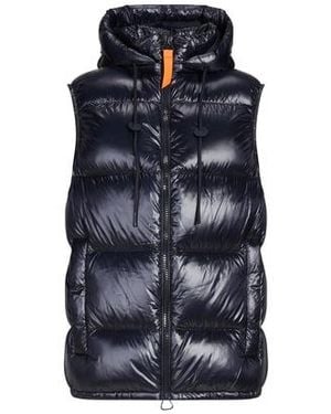 Gertrude + Gaston Doudoune Sans Manches À Capuche Amovible - Bleu