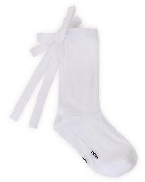 UGG Chaussettes Mi-Hautes Avec Noeud En Coton Mélangé - Blanc