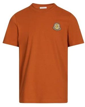 Moncler T-Shirt Col Rond En Coton - Marron