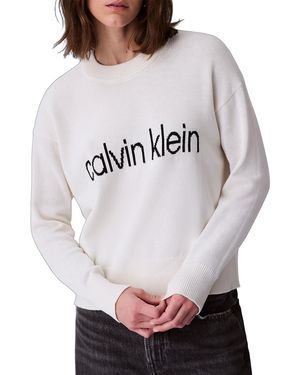 Calvin Klein Sweatshirt en coton à logo - Gris