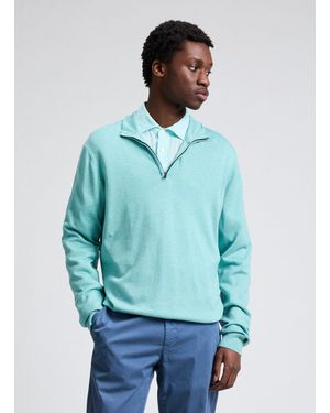 Façonnable Pull en coton et soie - Bleu
