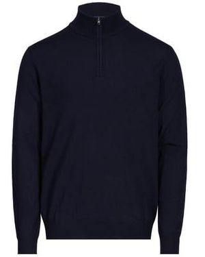 Façonnable Pull Col Zippé En Laine Mérinos - Bleu