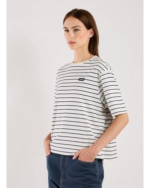 Miu Miu T-shirt à rayures - Blanc