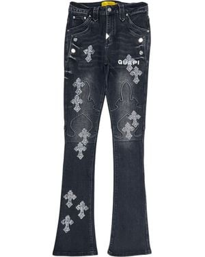 GUAPI Obsidian Faded Cross Denim Jeans - Black