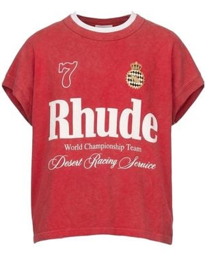 Rhude Desert Racing Script Cut-Off Tee - Red