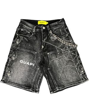 GUAPI Obsidian Spider Denim Shorts - Gray