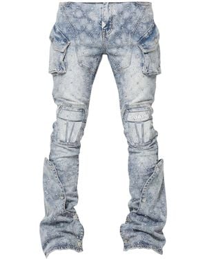 GUAPI Aqua Coffin Arc Embellished Denim - Blue