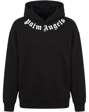 Palm Angels Neck Logo Regular Hoodie Off - Black