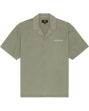 Represent Mlm21464 Script Camp Collar Shirt Mid - Green