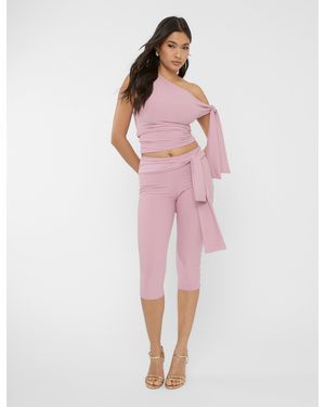 Public Desire Knot Detail Tie Side Luxe Slinky Capri Trousers Mauve - Pink